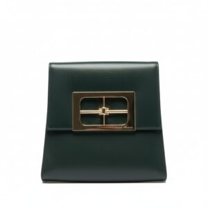 Borsa Clutch Nazareno Gabrielli Vintage Pelle Verde Scuro con Chiusura Dorata