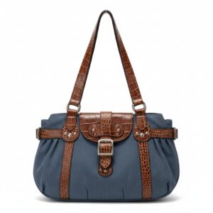 Borsa Blu Elegante con Dettagli in Vitello